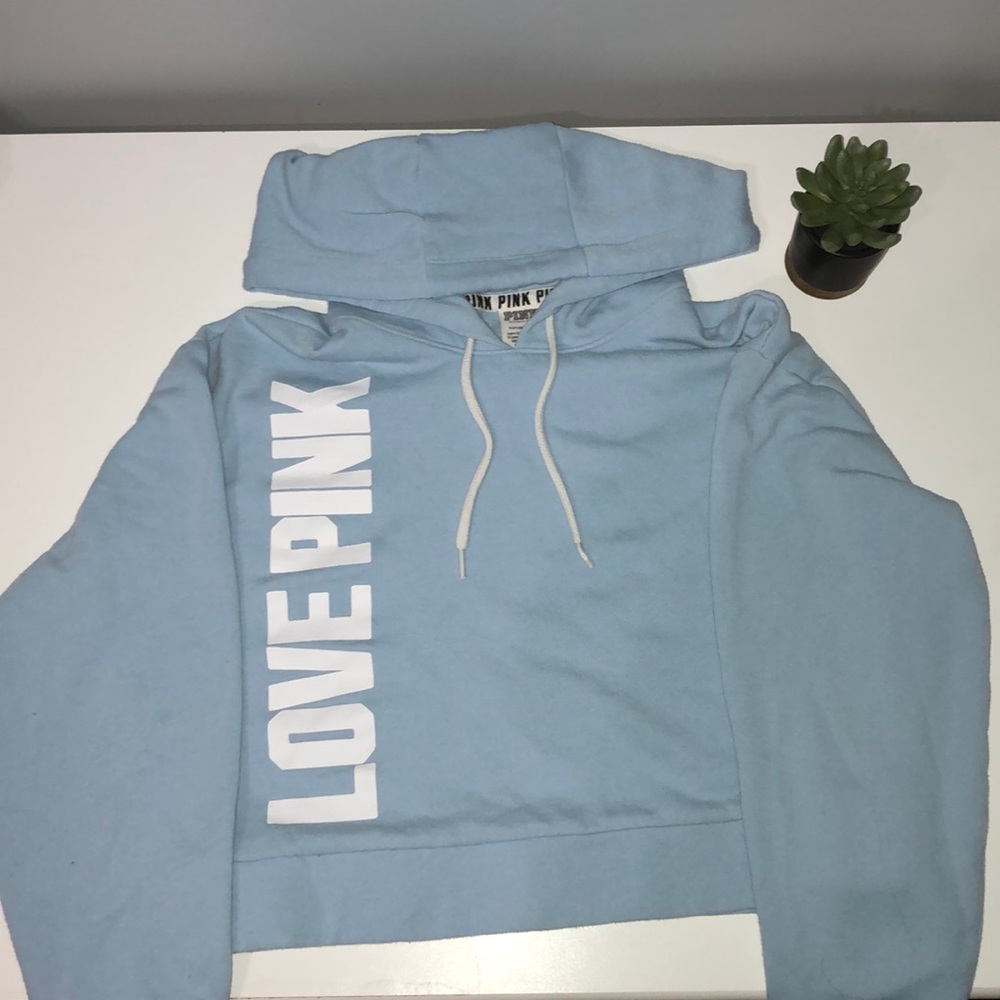 Light blue cropped hoodie from Pink